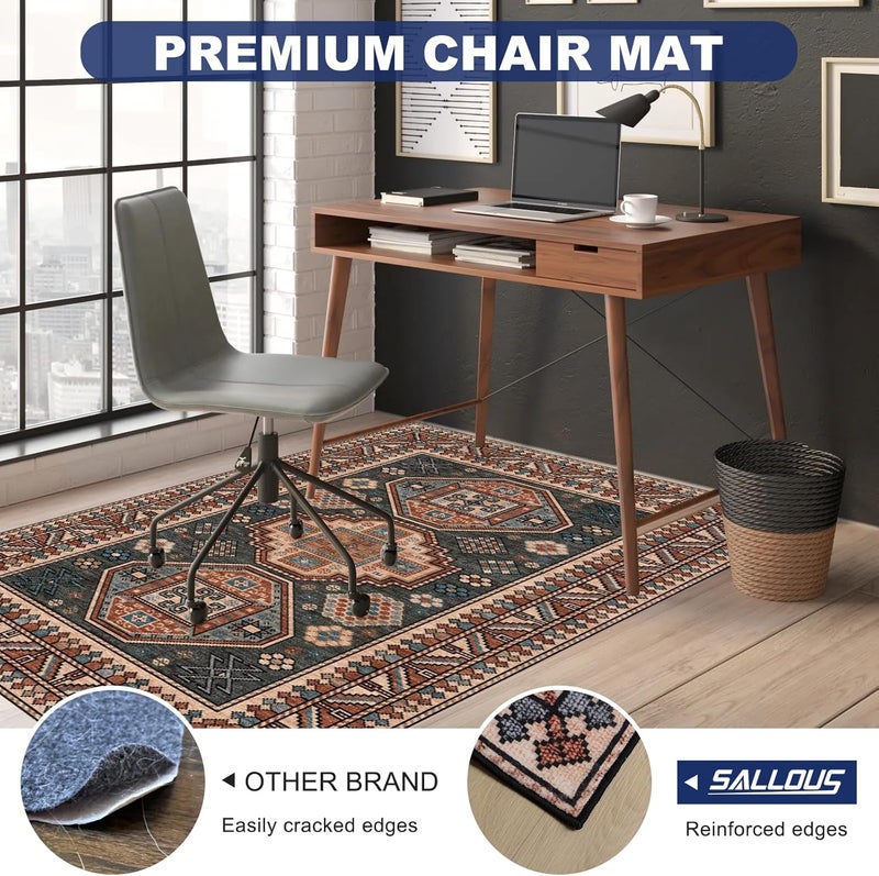 SALLOUS Chair Mat for Hard Floors, 36" x 48" Office Chair Mat for Hardwood Floor, 0.16'' Thicker Slip Resistant Floor Protector Desk Rug for Home, Floor Mat for Gaming Chairs (Vintage Red-Brown) - Image 5